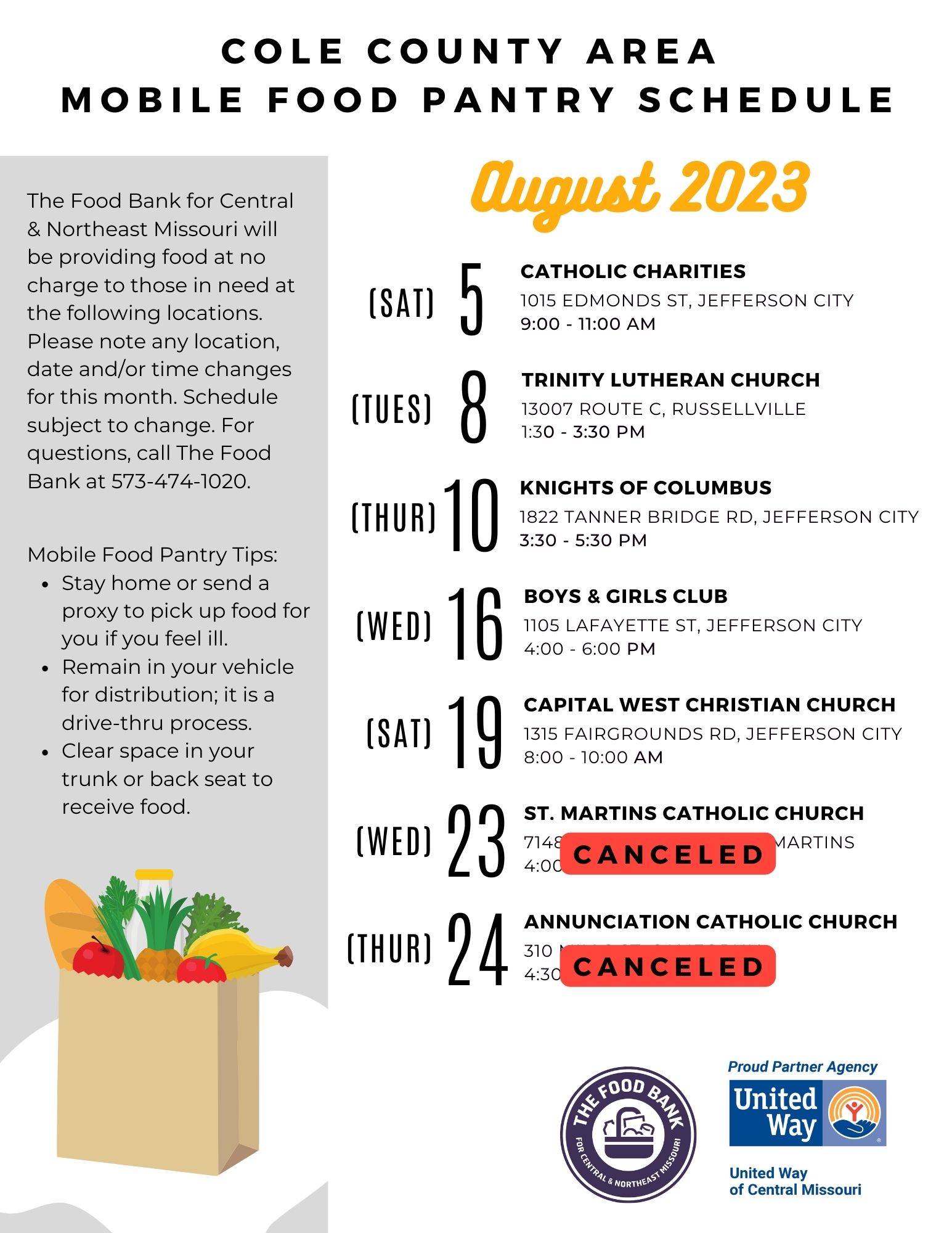 Food Pantries United Way of Central Missouri